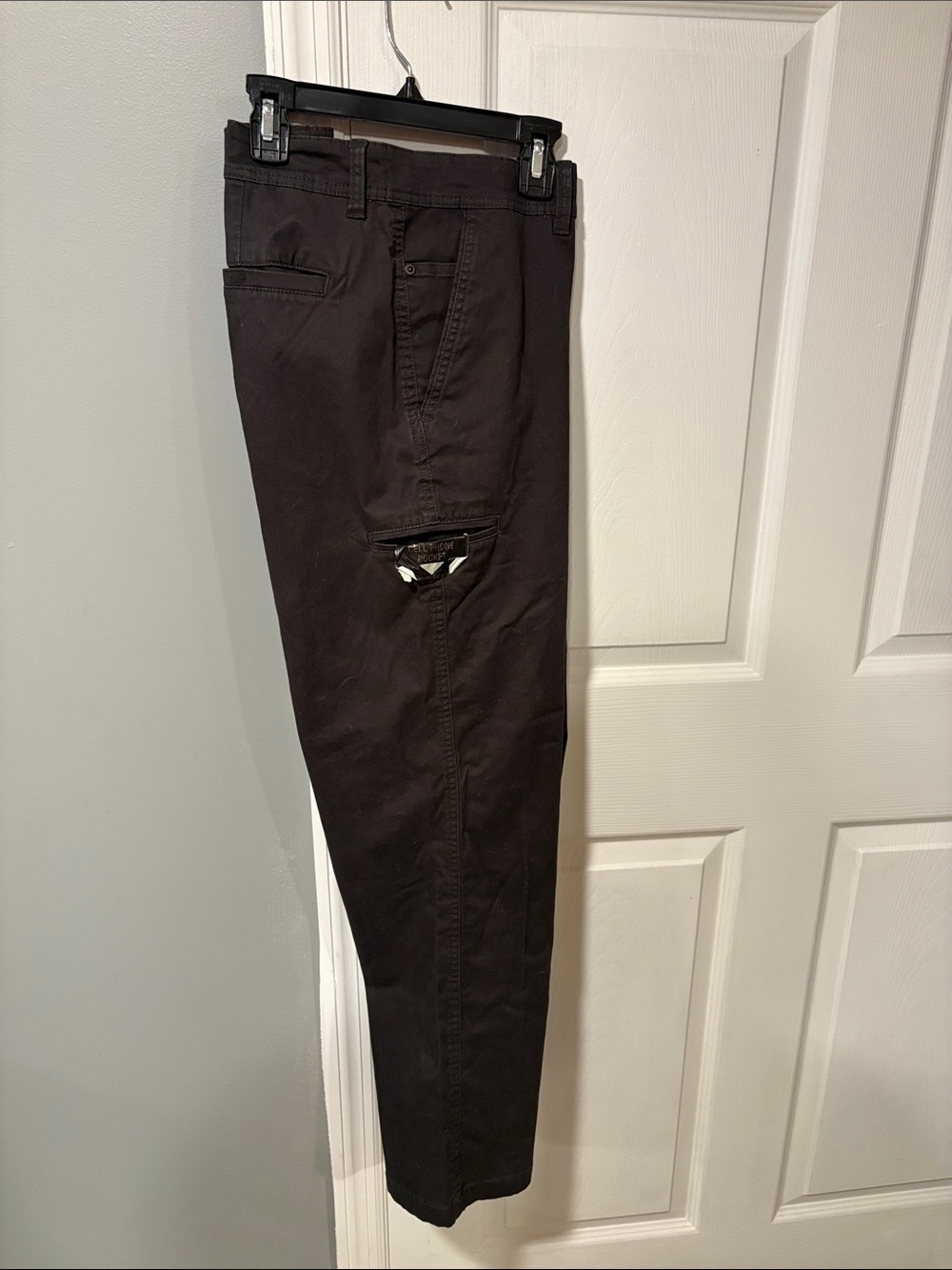 Weatherproof Men's Dark Brown Cargo Pants with Side Utility Pocket 36x30